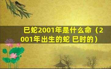 巳蛇2001年是什么命（2001年出生的蛇 巳时的）